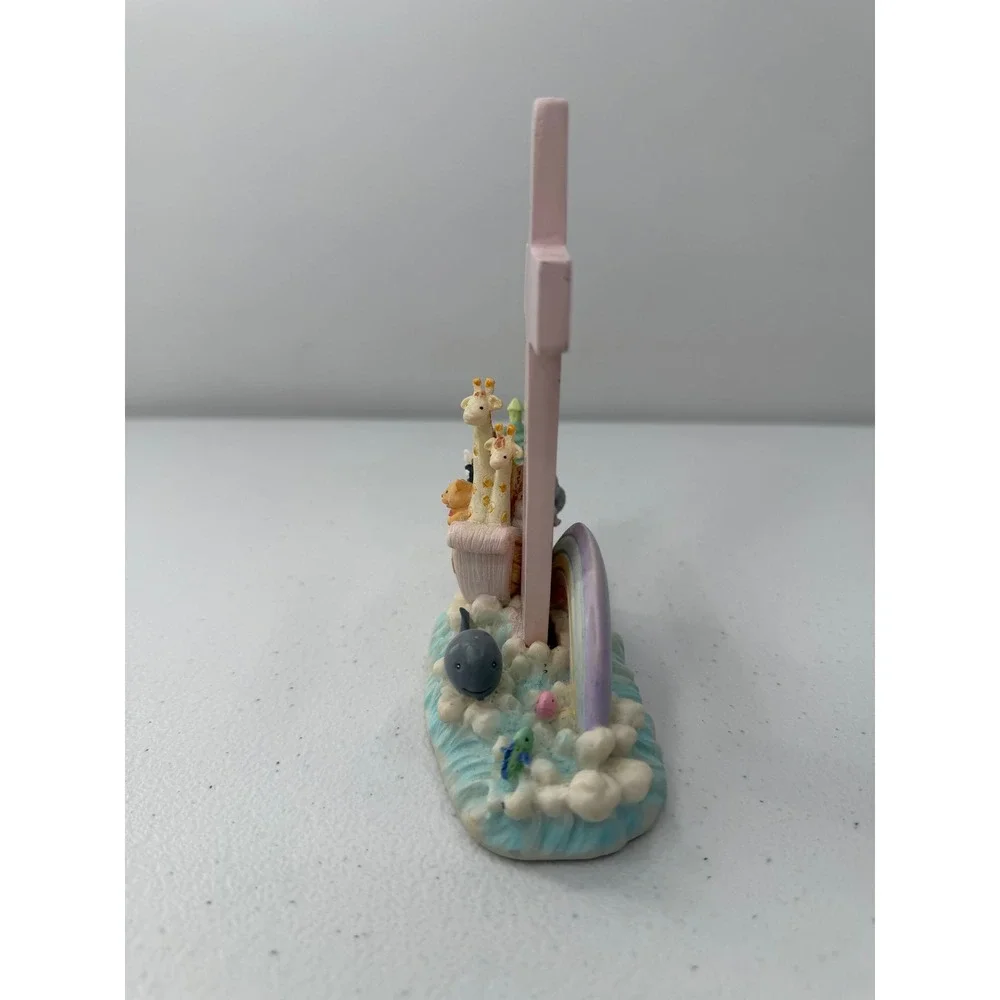 Russ Berrie Notes From Noah Ark Cross Figurine Nursery Decor Pink Baptism 10391
